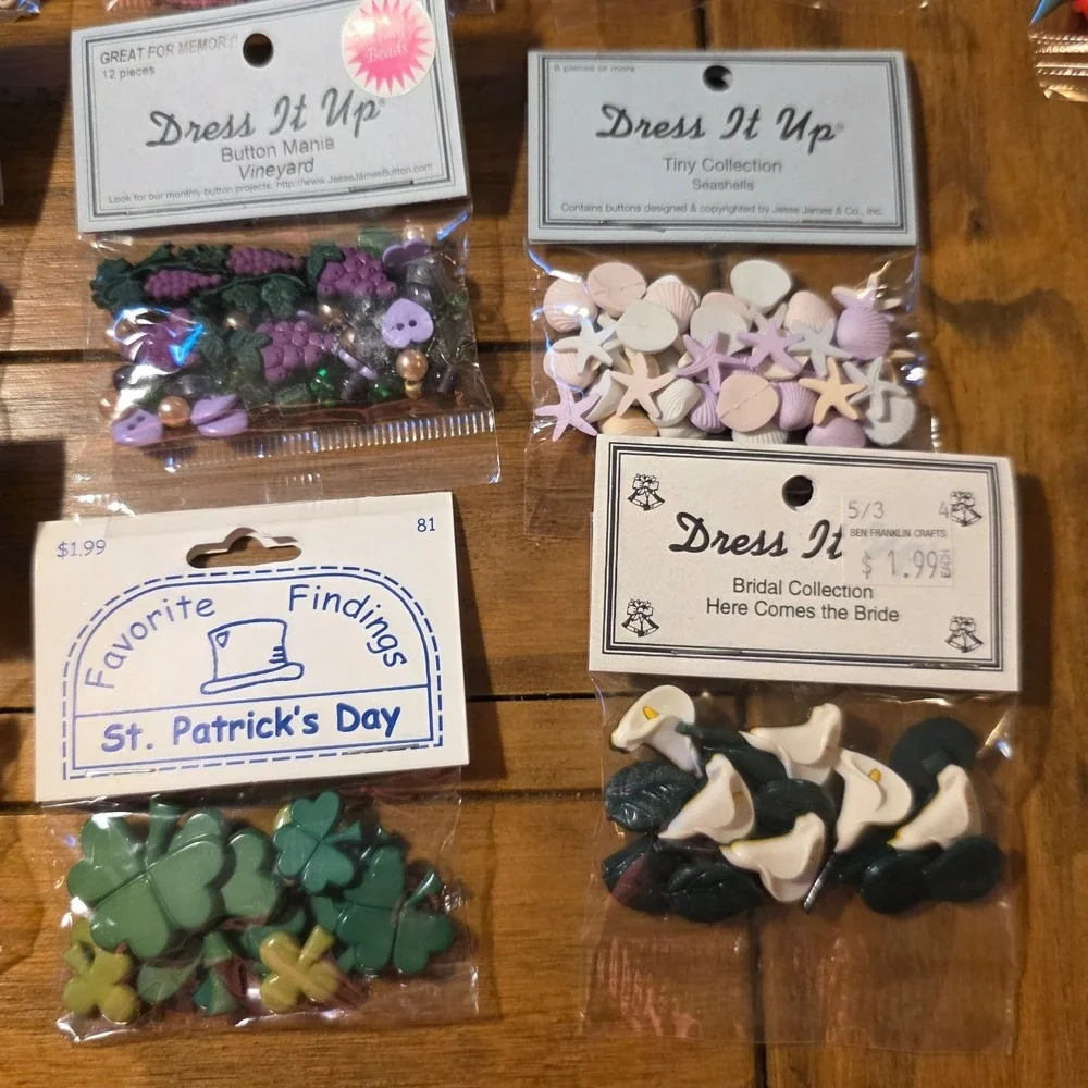 Dress It Up Novelty Buttons Lot Multicolor Mixed Themes 10 Packs